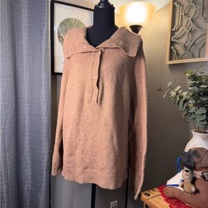Cozy Cowl Neck Sweater in Warm Tan